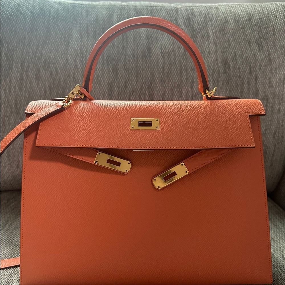 Hermes Epsom Kelly Sellier 32 Mangue Mango GHW Gold Hardware Bag